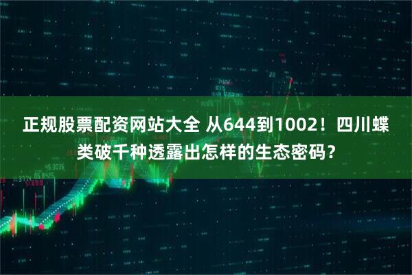 正规股票配资网站大全 从644到1002！四川蝶类破千种透露出怎样的生态密码？